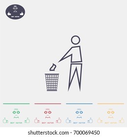 Trash bin or trash can with human figure symbol in vector with shadow
