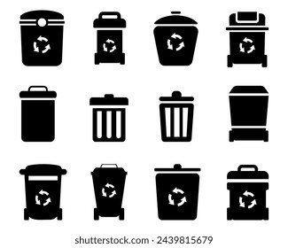 Trash bin and trash can icon collection for recycling. Set of reusing and delete symbols