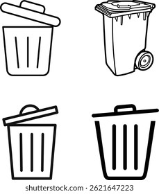 trash, bin, can, icon, garbage, recycle, waste, rubbish, vector, isolated, basket,