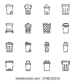 Trash bin, trash can icon set. Simple trash outline icon sign concept. vector illustration. 