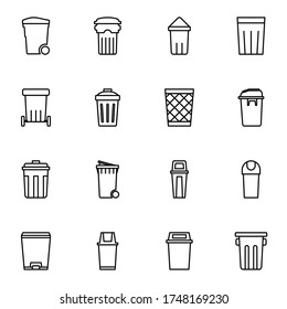Trash bin, trash can icon set. Simple trash outline icon sign concept. vector illustration. 