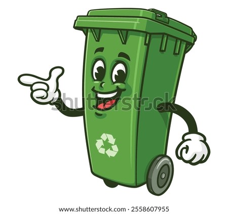 Trash Bin Cartoon Character Mascot Illustration Vector Clip-art Hand-drawn Logo Design