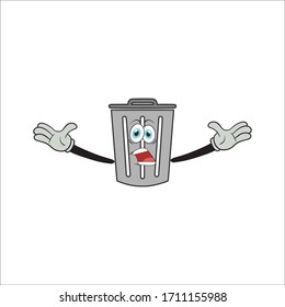 trash bin cartoon characters design with expression and gesture. you can use for stickers, pins, mascot or patches