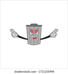 trash bin cartoon characters design with expression and gesture. you can use for stickers, pins, mascot or patches