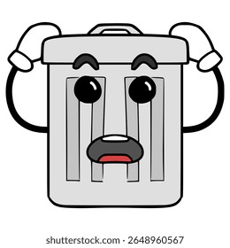 lixo Bin caractere ilustração desenhado à mão vetor isolado