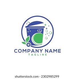 trash bin cleaning logo design