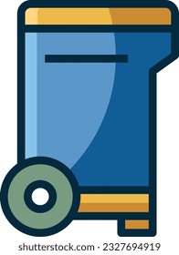 Trash Bin Color Line Icon - Single Icon, Vector