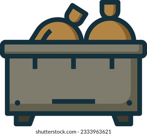 Trash Bin Color Line Icon - Single Icon, Vector