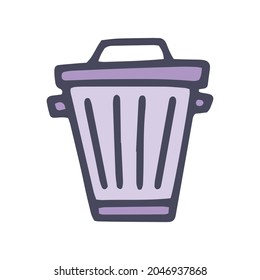 trash bin color vector doodle simple icon