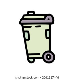 trash bin color vector doodle simple icon