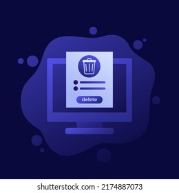 Trash bin in computer, delete files vector design