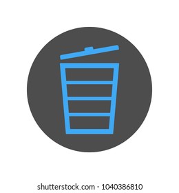 Trash bin with cover. Vector icon.