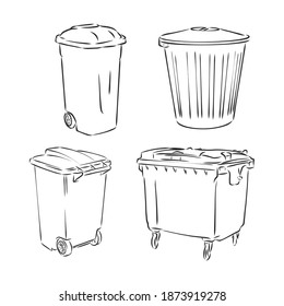 trash bin in doodle style. trash can vector sketch illustration