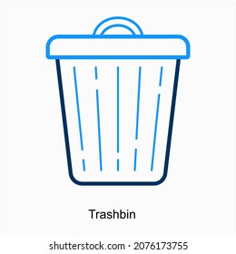 Trash Bin or Dustbin Icon Concept