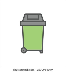 trash bin filled outline icon. bin color line illustration.