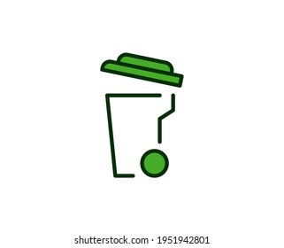 Trash bin flat icon. Single high quality outline symbol for web design or mobile app.  House thin line signs for design logo, visit card, etc. Outline pictogram EPS10