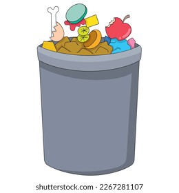 trash bin full and dirty never cleaned. vector design illustration art