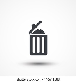 Trash Bin Full Of Garbage. Garbage Can Full Of Trash. Garbage, Bin, Icon, Waste, Pile, Trash, Vector, Dumpster, Smell, Art, Black