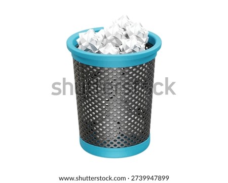 Trash Bin Full Paper Waste icon 3d render illustration