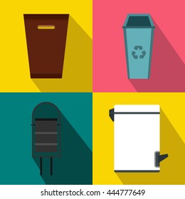 Trash bin garbage banners set in flat style for any design