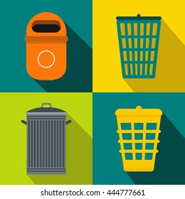 Trash bin garbage banners set in flat style for any design