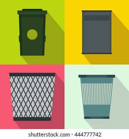 Trash bin garbage banners set in flat style for any design