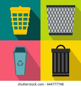 Trash bin garbage banners set in flat style for any design