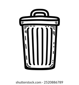 trash bin garbage cartoon doodle hand drawn vector illustration template design