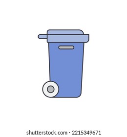 Trash bin, Garbage container icon in color, isolated on white background 