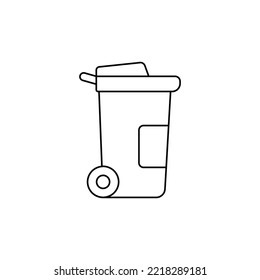 Trash bin, Garbage container icon in line style icon, isolated on white background