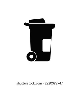 Trash bin, Garbage container icon in black flat glyph, filled style isolated on white background