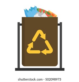 Trash bin garbage container and trash bin recycle symbol vector