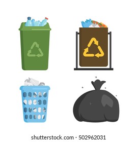 Trash Bin Garbage Container And Trash Bin Recycle Symbol Vector