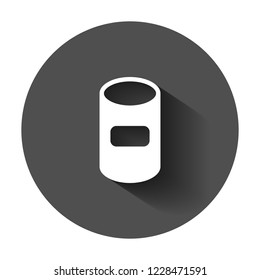 Trash bin garbage icon in flat style. Trash bucket vector illustration with long shadow. Garbage basket business concept.