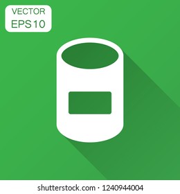 Trash bin garbage icon in flat style. Trash bucket vector illustration with long shadow. Garbage basket business concept.