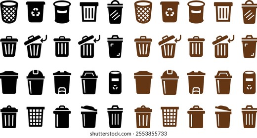 Trash bin Garbage icon in flat set. vector for apps or web trash dustbin sign icon isolated on transparent background elements Waste Disposal, Waste Management, Landfill, Can, Dumping, Dumpster