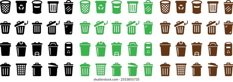 Trash bin Garbage icon in flat set. vector for apps or web trash dustbin sign icon isolated on transparent background elements Waste Disposal, Waste Management, Landfill, Can, Dumping, Dumpster