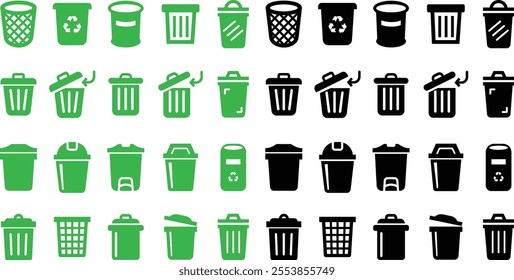 Trash bin Garbage icon in flat set. vector for apps or web trash dustbin sign icon isolated on transparent background elements Waste Disposal, Waste Management, Landfill, Can, Dumping, Dumpster