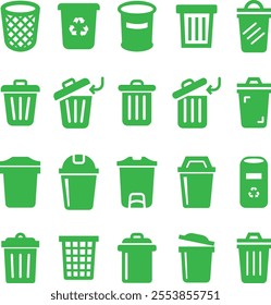 Trash bin Garbage icon in flat set. vector for apps or web trash dustbin sign icon isolated on transparent background elements Waste Disposal, Waste Management, Landfill, Can, Dumping, Dumpster