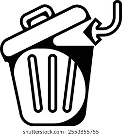 Trash bin Garbage icon in flat line. vector for apps or web trash dustbin sign icon isolated on transparent background elements Waste Disposal, Waste Management, Landfill, Can, Dumping, Dumpster