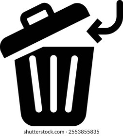 Trash bin Garbage icon in flat. vector for apps or web trash dustbin sign icon isolated on transparent background elements Waste Disposal, Waste Management, Landfill, Can, Dumping, Dumpster