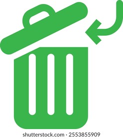 Trash bin Garbage icon in flat. vector for apps or web trash dustbin sign icon isolated on transparent background elements Waste Disposal, Waste Management, Landfill, Can, Dumping, Dumpster