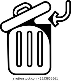 Trash bin Garbage icon in flat line. vector for apps or web trash dustbin sign icon isolated on transparent background elements Waste Disposal, Waste Management, Landfill, Can, Dumping, Dumpster