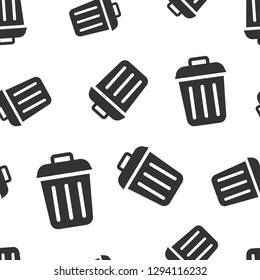Trash bin garbage icon seamless pattern background. Trash bucket vector illustration. Garbage basket symbol pattern.