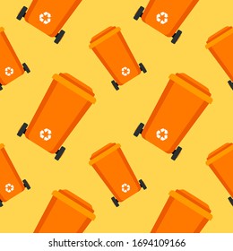 Trash bin garbage icon seamless pattern background. Trash bucket vector illustration. Garbage basket symbol pattern.