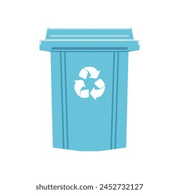 Papelera de basura con letrero reciclado. Icono de reciclaje de ciclo. Ilustración vectorial en estilo plano