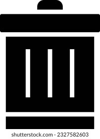 Trash Bin Glyph Icon - Single Icon, Vector 