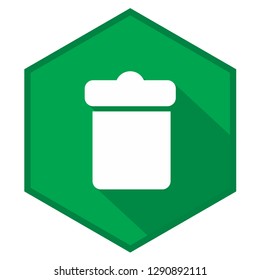  Trash bin green vector icon illustration
