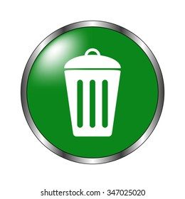 Trash bin - green vector icon