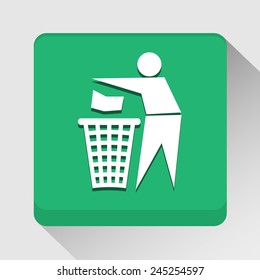 Trash bin with human icon great for any use. Vector EPS10.